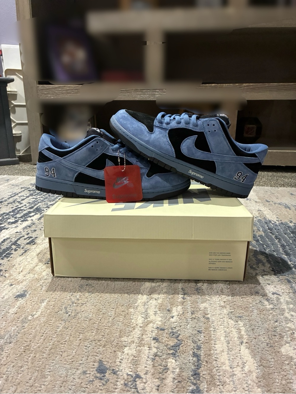 Nike Men’s Low-Top Suede Sneakers in Dusty Blue and Black